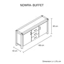 Buffet Sideboard in Oak Colour Constructed with Solid Acacia Wooden Frame Storage Cabinet with Drawers