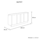 Buffet MDF Melamine Interior Storage In Dark Walnut colour