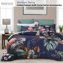 Bianca Balwyn Navy Cotton Sateen Botanical Quilt Cover Set Super King