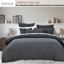 Bianca Hallston Charcoal Pre-Washed Cotton Quilt Cover Set Queen