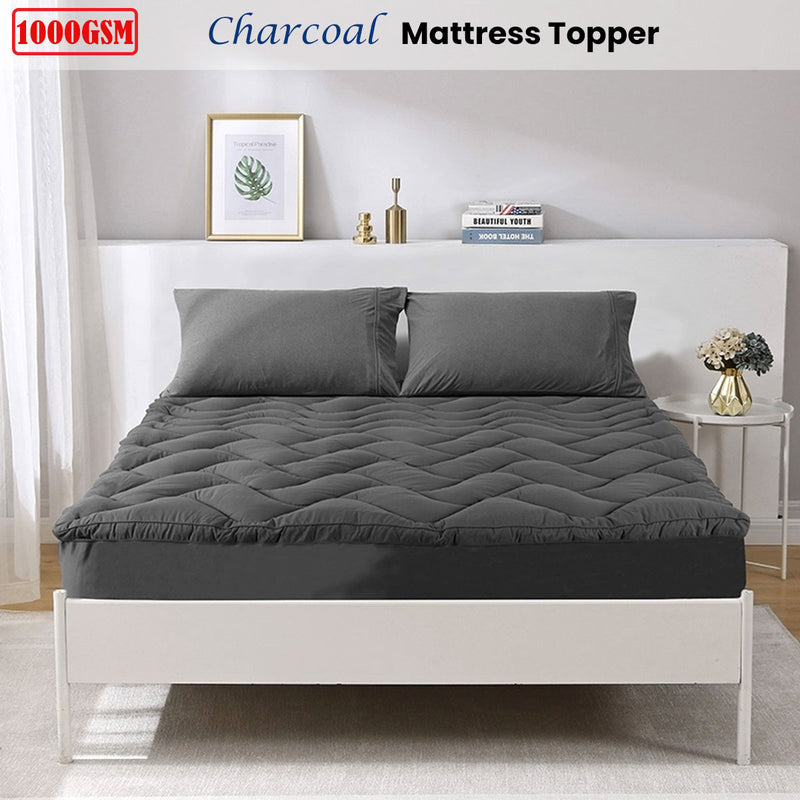 Ramesses 1000GSM Charcoal Mattress Topper King