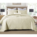 Cotton Rich Lightly Quilted Coverlet Set Royale Cream Queen