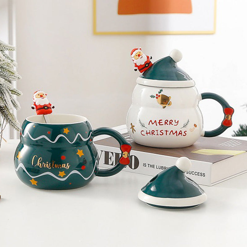 Christmas Cup Gift Box Ceramic Mug Set Mug Gift Set Christmas Coffee Cup(Snowman)