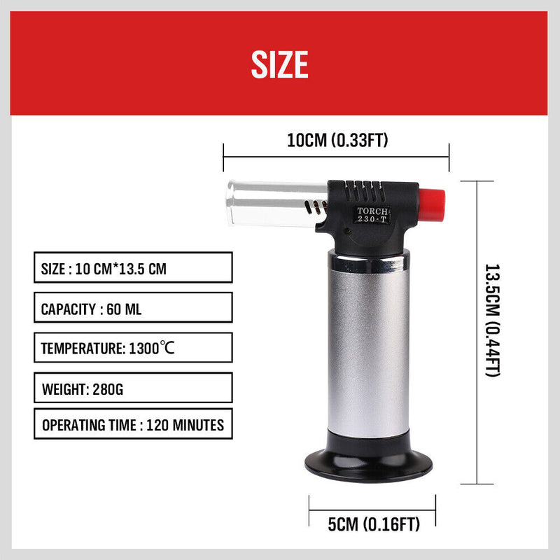 Butane Torch Gas Blow Jet Lighter Refillable Soldering Gun Flame Heat Food BBQ