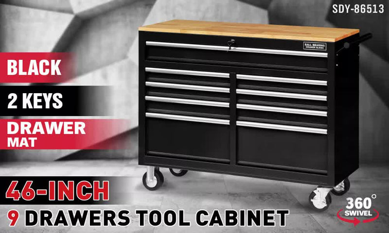 9 Drawer Tool Box Chest Cabinet Trolley