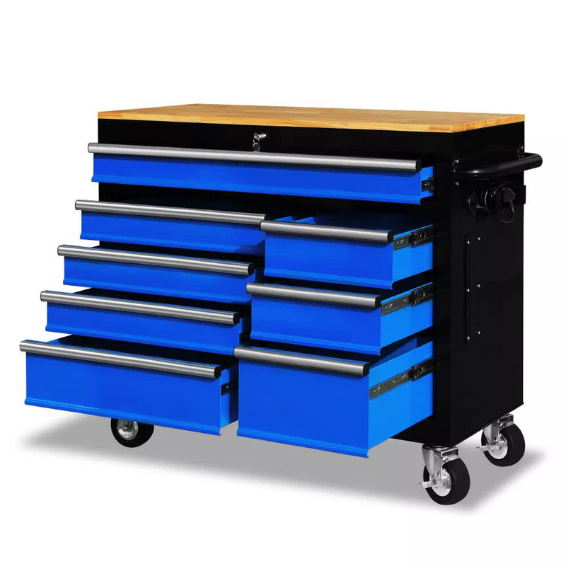 42 inch 8 Drawer Tool Cabinet 1000 lbs Casters Blue