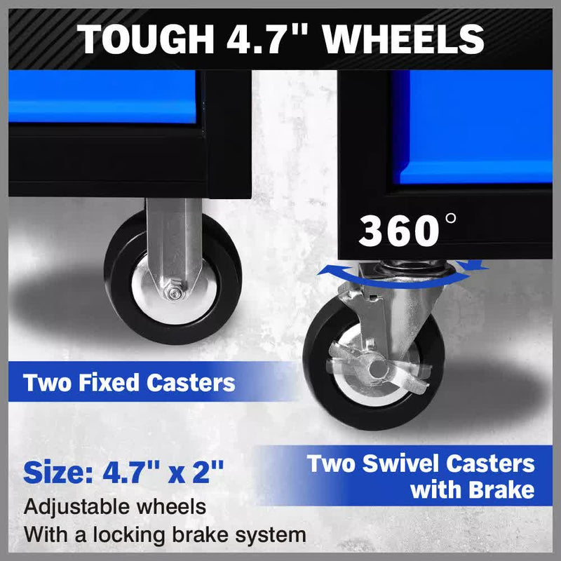 42 inch 8 Drawer Tool Cabinet 1000 lbs Casters Blue