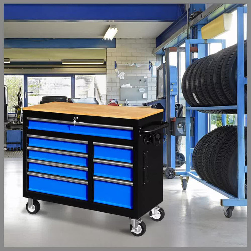 42 inch 8 Drawer Tool Cabinet 1000 lbs Casters Blue