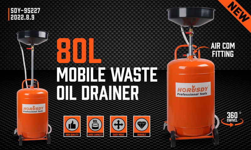 80L Pneumatic Waste Oil Drainer Fluid Transfer Tank Air Car Workshop