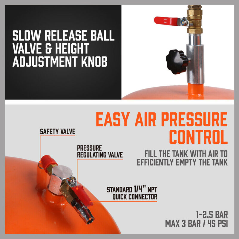 80L Pneumatic Waste Oil Drainer Fluid Transfer Tank Air Car Workshop