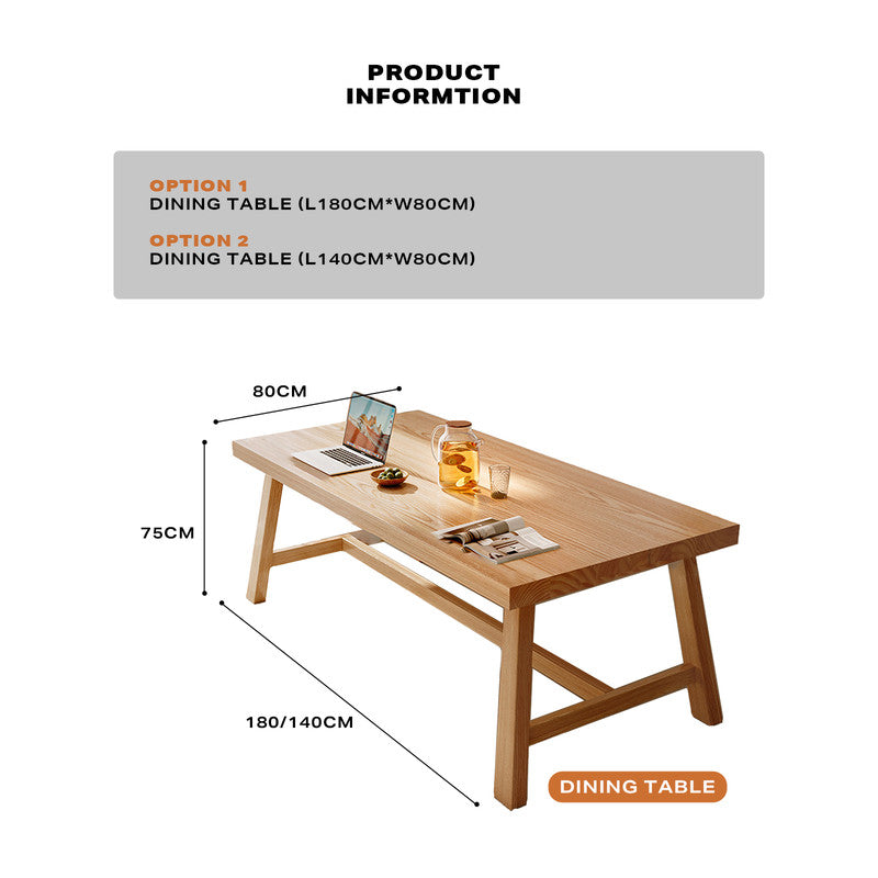 1.8M Solid Wood Dining Table