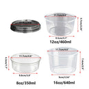 100PCS Transparent Packing Box With Cover Plastic Dessert Bowl Food Container - 8oz Bowl