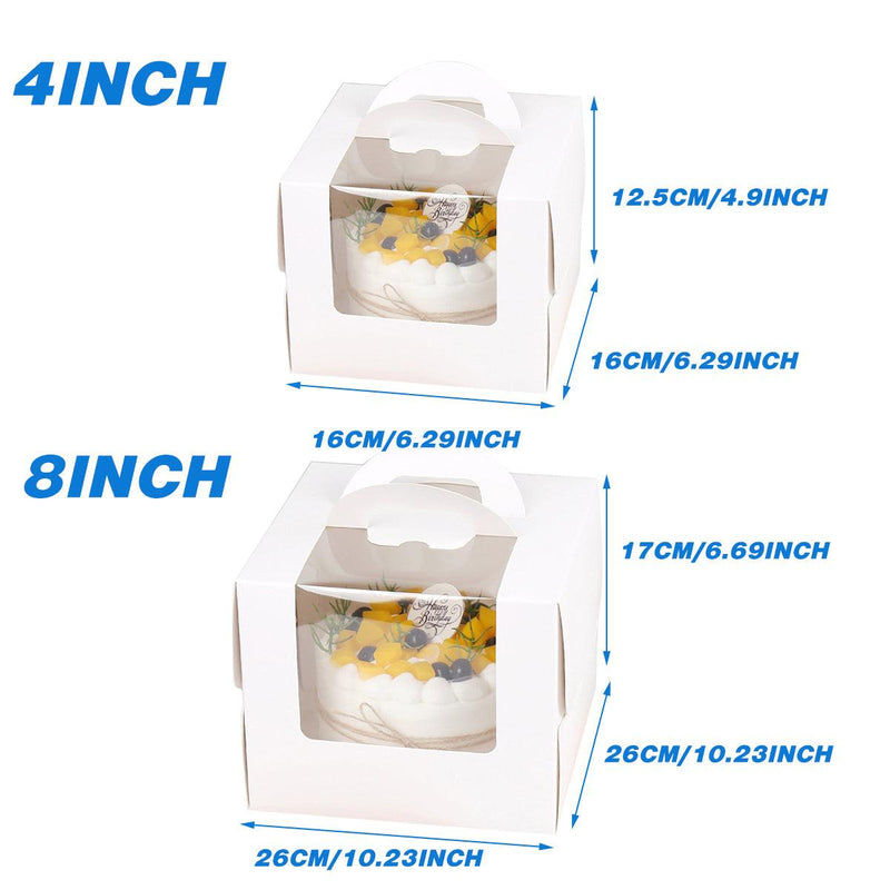 50pcs Portable Cake Boxes with Open Window for Birthday Party Cake Packaging - 4inch