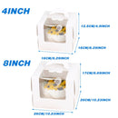 50pcs Portable Cake Boxes with Open Window for Birthday Party Cake Packaging - 8inch