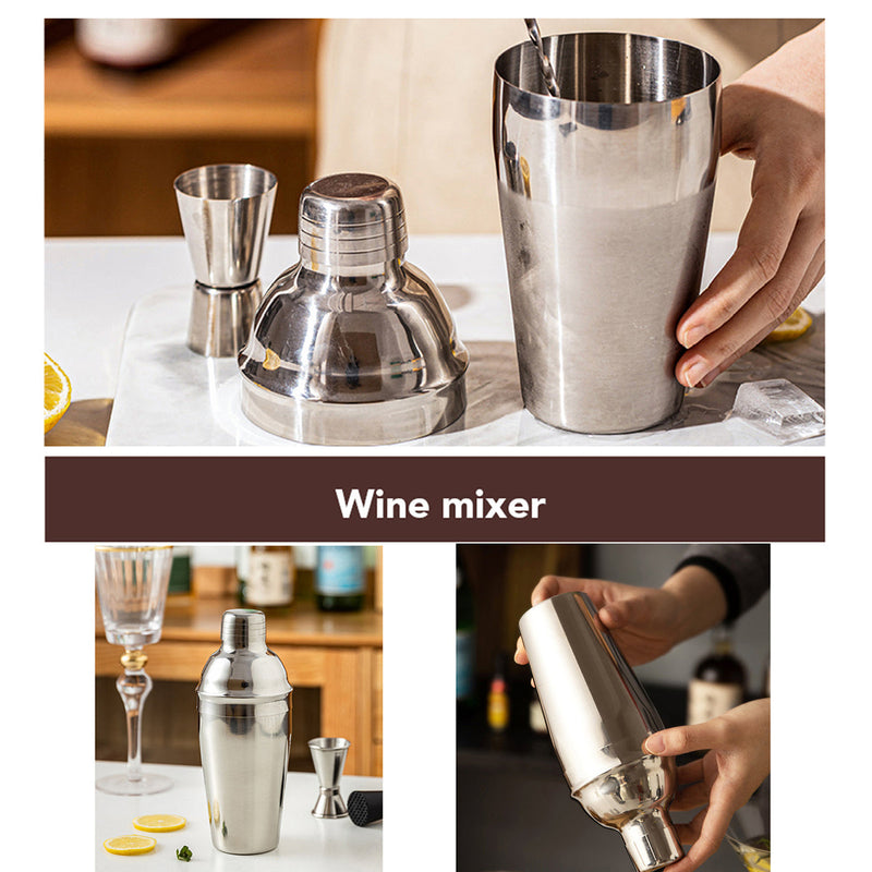 Cocktail Shaker Set Bar Tools Stainless Steel Mixing Glasses Drink Shaker Cups - Silver