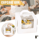 8 Inch Cake Box with Window Paper Packaging Box Handle for Party Wedding Bakery - 10PCS