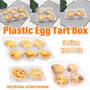 100PCS Transparent Plastic Egg Tart Box Disposable Bakery Packing Container - 25.5x17cm