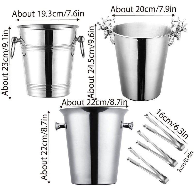 5L Stainless Steel Ice Bucket Champagne Wine Bucket Hotel Bar Ice Container - Circular Ring