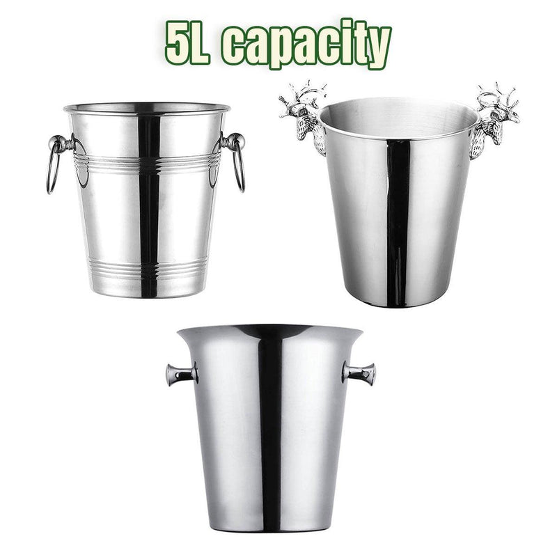 5L Stainless Steel Ice Bucket Champagne Wine Bucket Hotel Bar Ice Container - Moose