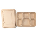 25/50pcs Biodegradable Lunch Box Microwaveable Tray with Compartment Paper Lid - 1400ml-5-25pcs