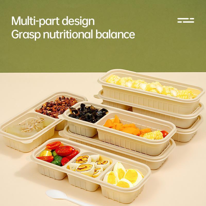 Biodegradable Corn Starch Meal Prep Containers Lids Durable Multi Compartment - A3