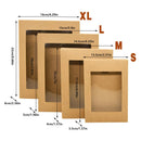 50PCS Kraft Paper Gift Boxes with PVC Window White Black Bakery Packaging Carton - XL