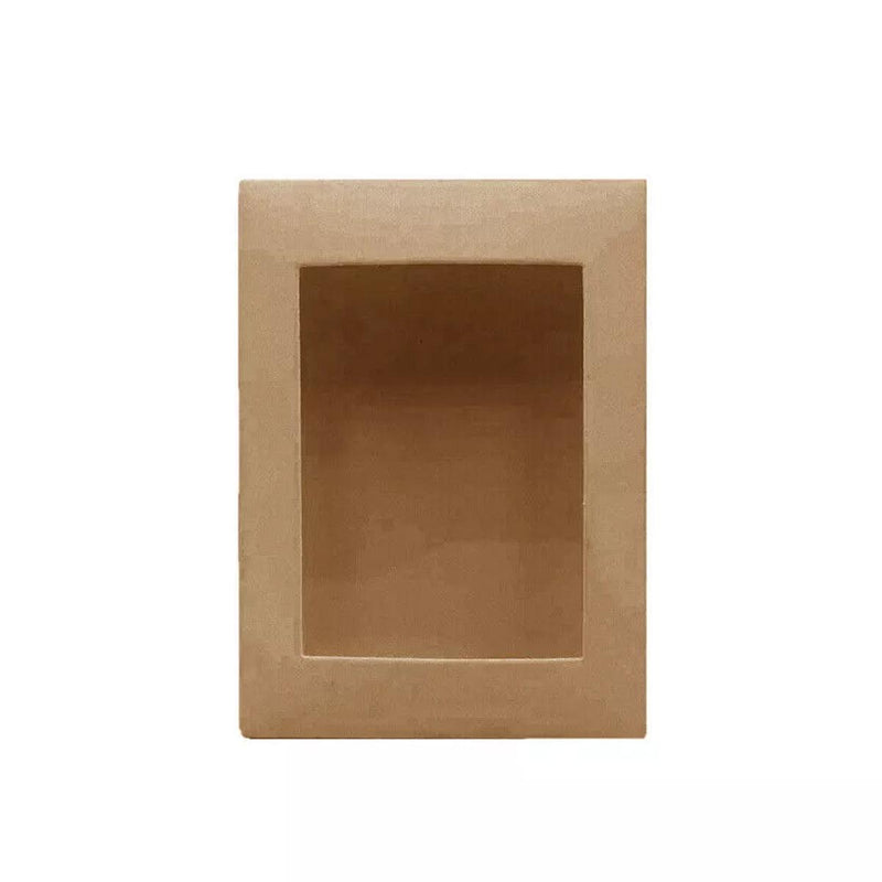 50PCS Kraft Paper Gift Boxes with PVC Window White Black Bakery Packaging Carton - XL