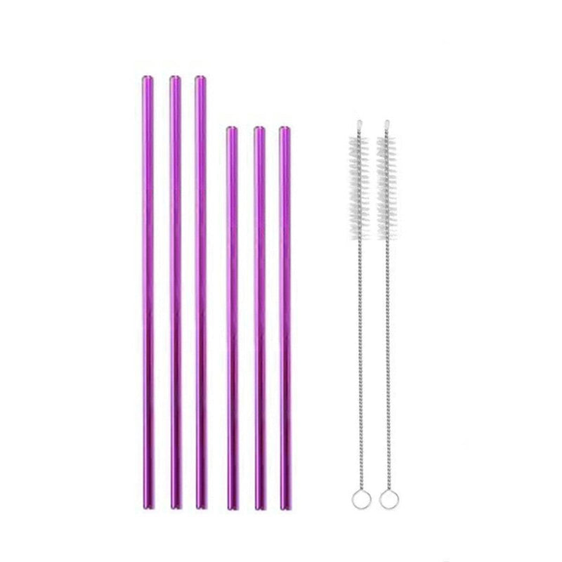 Reusable 304 Stainless Steel Straws Metal Drinking Washable Straw Brushes Set 2 - Gold Set 2