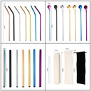 Reusable 304 Stainless Steel Straws Metal Drinking Washable Straw Brushes Set 2 - Rainbow Set 2