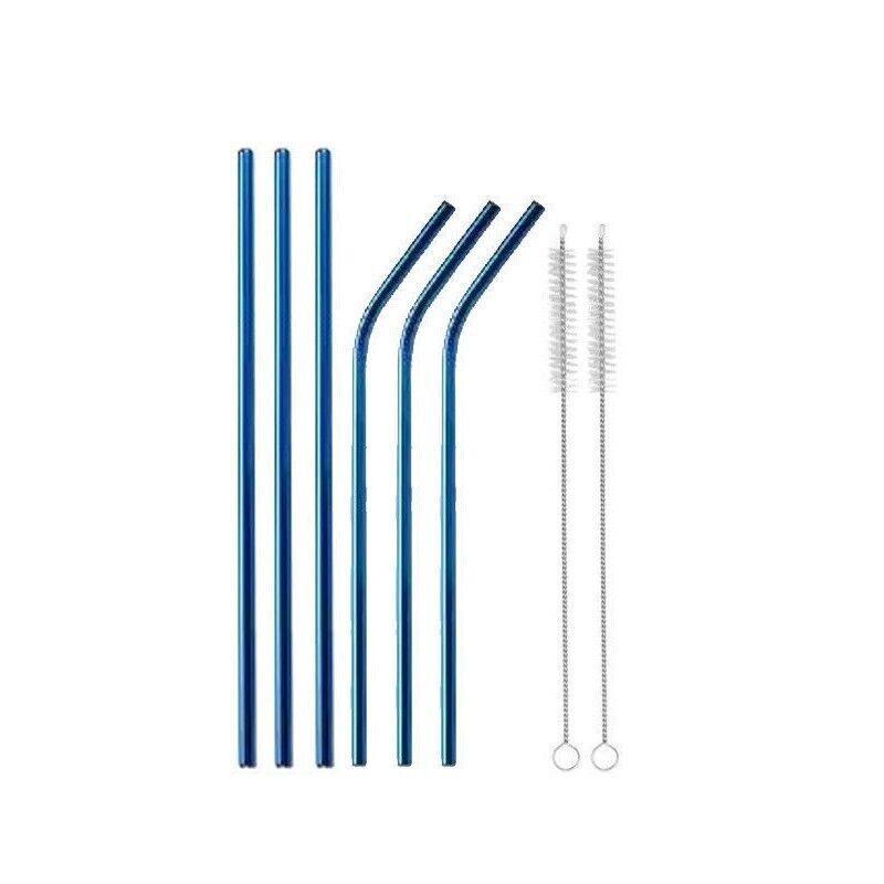 Reusable 304 Stainless Steel Straws Metal Drinking Washable Straw Brushes Set 2 - Rose Gold Set 2