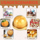 100pcs Round Gold Plastic Bakery Food Packaging Boxes for Cake Dessert Packaging