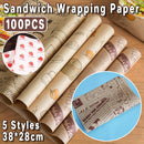 100pcs Sandwich Wrappers Oil Blotting Coated Paper Air Fryer Baking Parchment - Lemon Bear