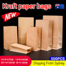 500PCS Kraft Food Paper Bags Brown Flat Bottom Lunch Bags Party Favour Bag - 500PCS-25*14*33CM