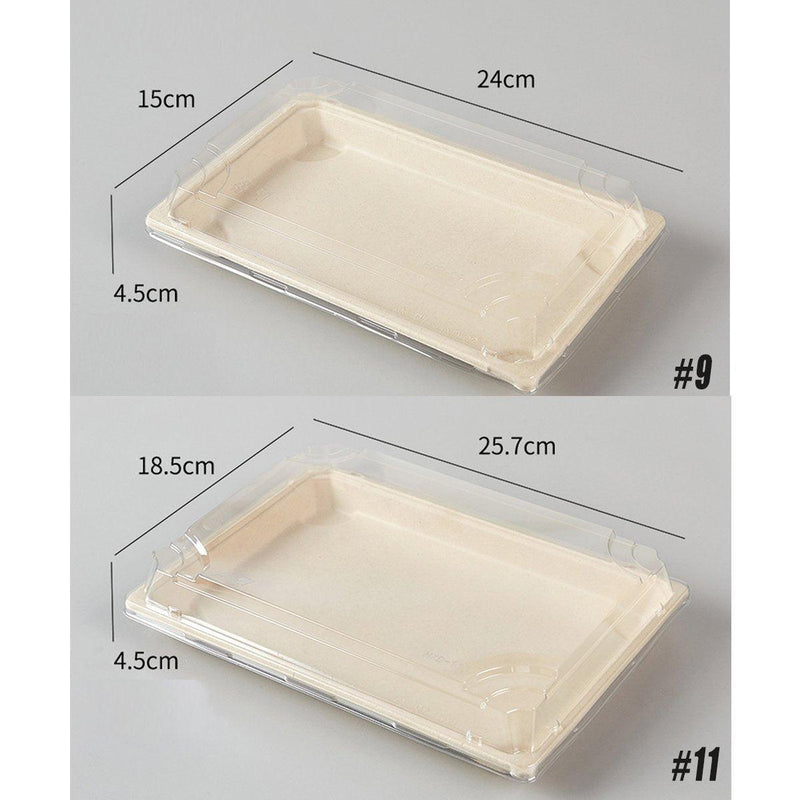 50pcs Eco-Friendly Sushi Box Rectangular Biodegradable Lunch Packaging Plate - 16 cm x 9 cm x 4.5 cm