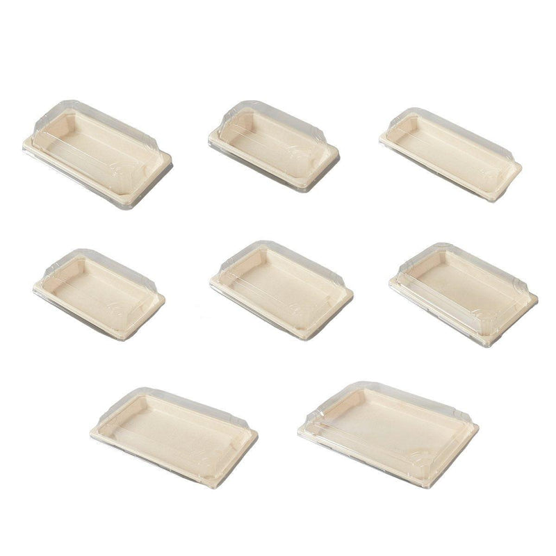 50pcs Eco-Friendly Sushi Box Rectangular Biodegradable Lunch Packaging Plate - 22 cm x 13.9 cm x 4.5 cm