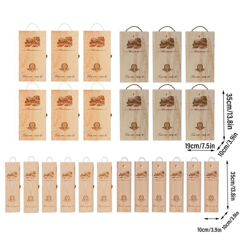 6pcs Red Wine Wooden Gift Box Packaging Storage Box for Wine Bottle Gifts - Double pull-out