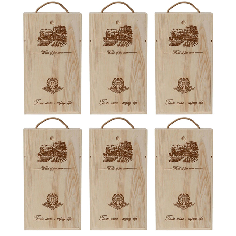 6pcs Red Wine Wooden Gift Box Packaging Storage Box for Wine Bottle Gifts - Single pull-out