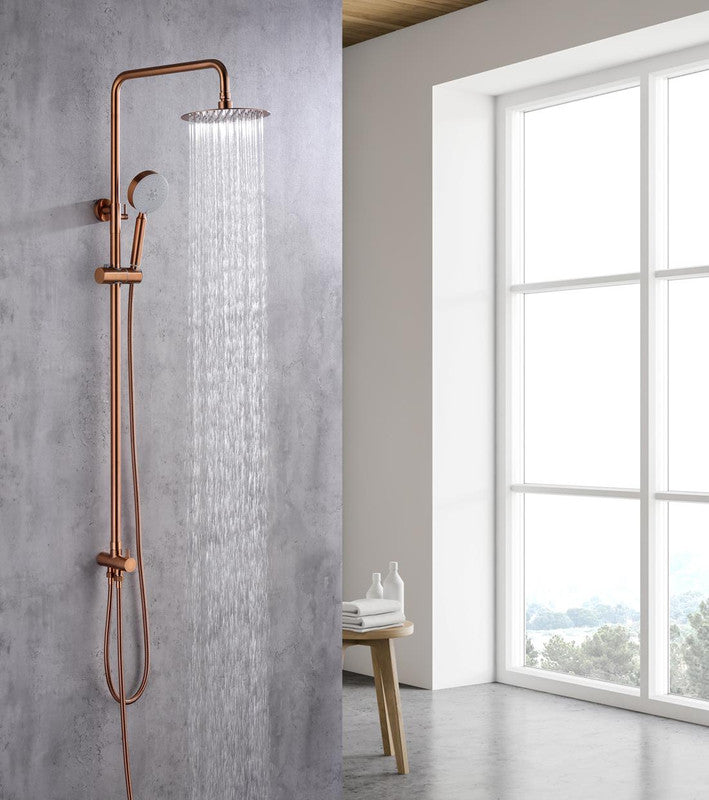 Brushed Rose Gold Copper shower set w diverter
