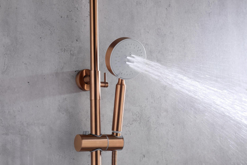 Brushed Rose Gold Copper shower set w diverter