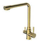 Brushed Brass Gold L shape 3 way filter water kitchen mixer tap faucet Stainless steel Made PVD plated
