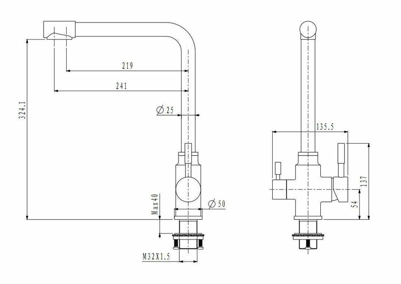 Brushed Brass Gold L shape 3 way filter water kitchen mixer tap faucet Stainless steel Made PVD plated