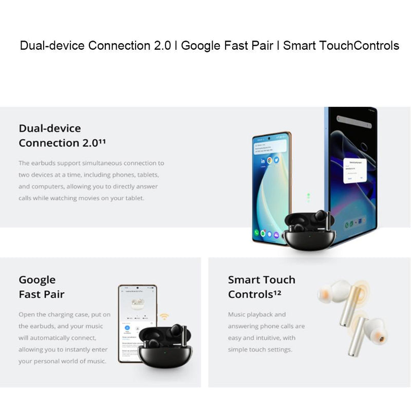 Wireless Bluetooth Earphones with 3d Spatial Sound and Active Noise Reduction - Gold White