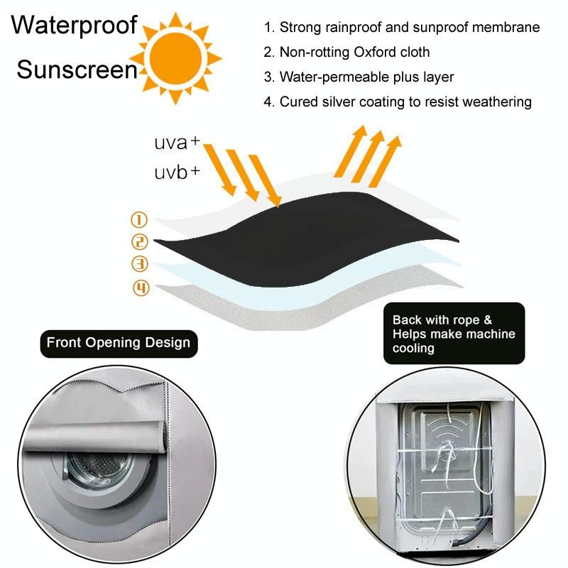 Waterproof Dustproof Cover for 420d Roller Boiler Washing Machine - 60x53x85cm Size - Silver - 60X60X85Cm