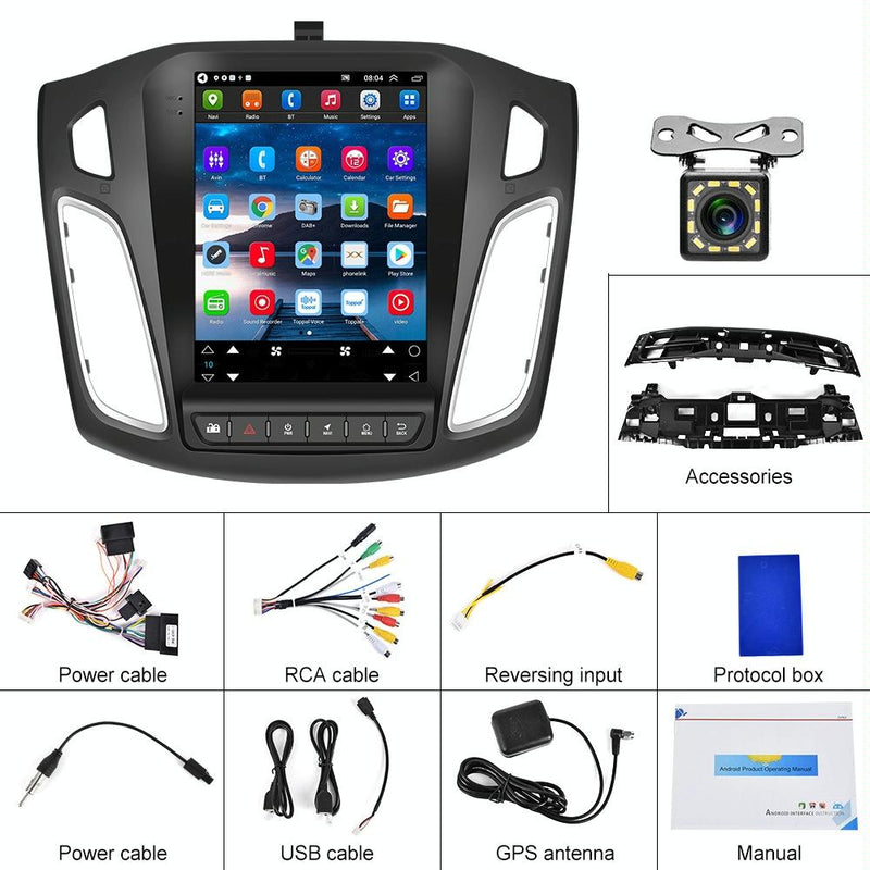 9.7 Inch Android Car Integrated Machine For Ford Focus - Standard + 12 Light Camera 2 + 64G