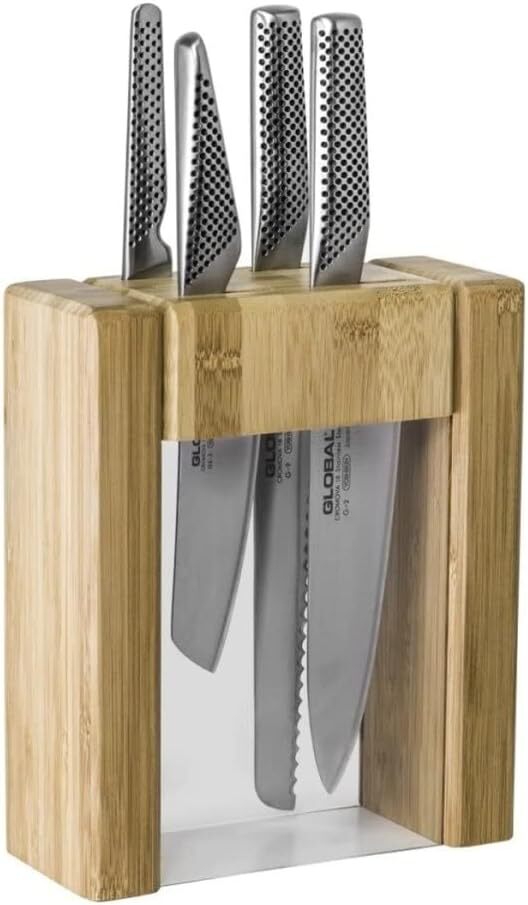 Global Teikoku 5pcs Knife Block Set Japanese Knives