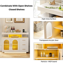 Buffet Sideboard Cabinet With RGB LED Light and Charging Station Console Coffee Bar White