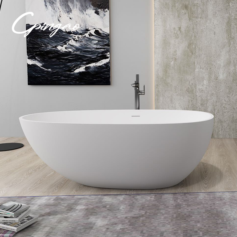 Medium Size Egg Shaped Cast stone - Solid Surface Bath 1700mm Length