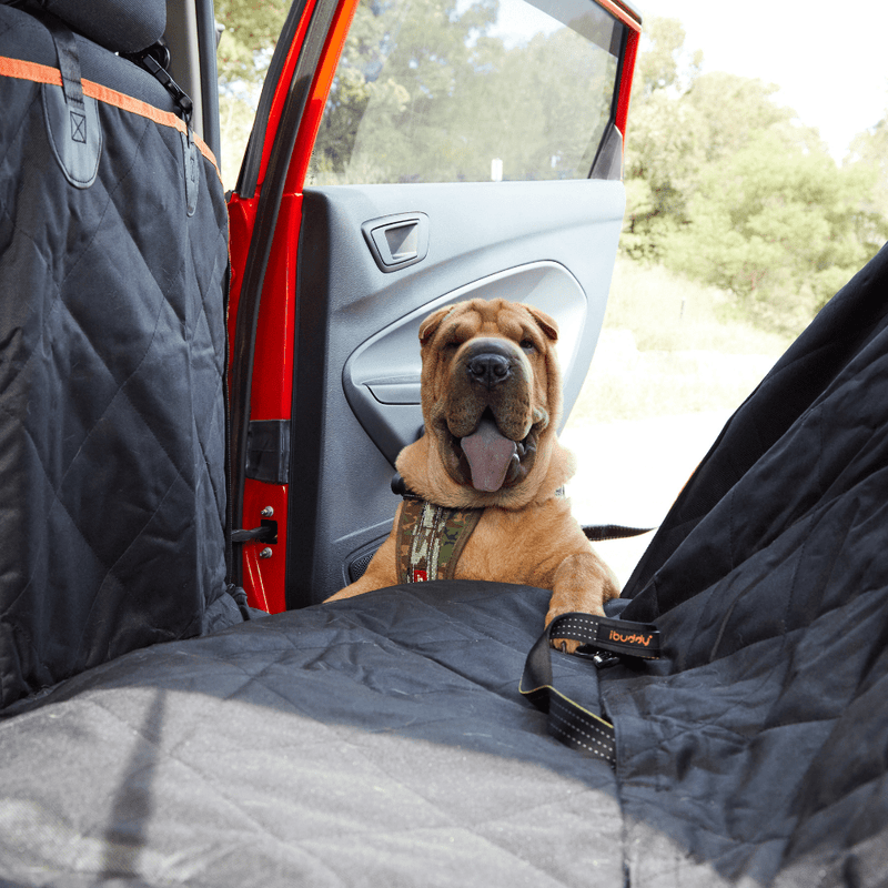 Dog Seat Cover Car Hammock w/ Mesh Window & Dog Seat Belt