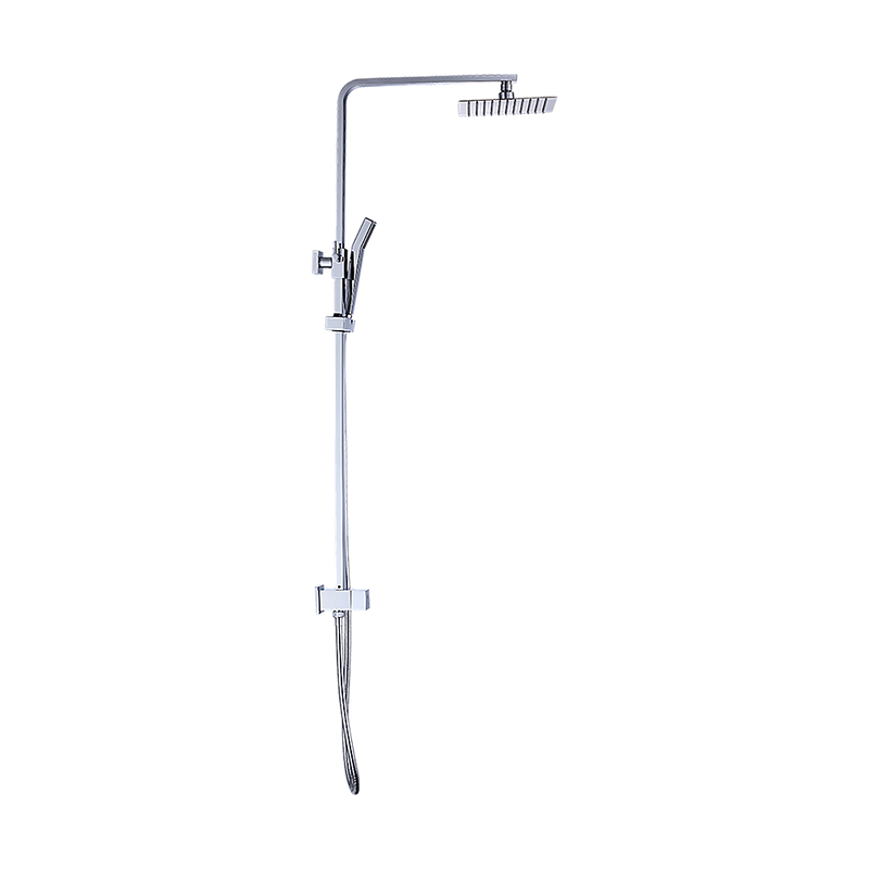 WELS 8" Rain Shower Head Set Square Dual Heads Faucet High Pressure Hand Held