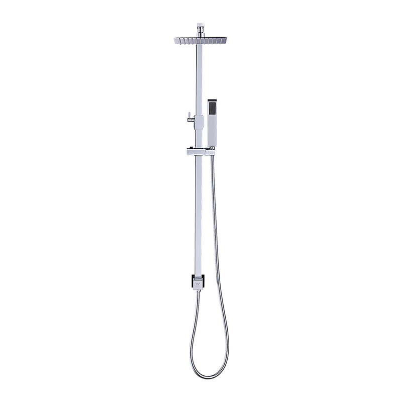 WELS 8" Rain Shower Head Set Square Dual Heads Faucet High Pressure Hand Held